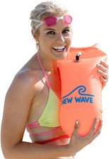 New Wave Swim Buoy - Swim Safety Float and Drybag - 15L PVC Orange