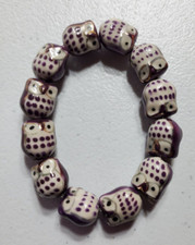 Stretch Bracelet Ceramic Purple Owls