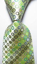 New Classic Dot Light Green Black Blue JACQUARD WOVEN Silk Men's Tie Necktie