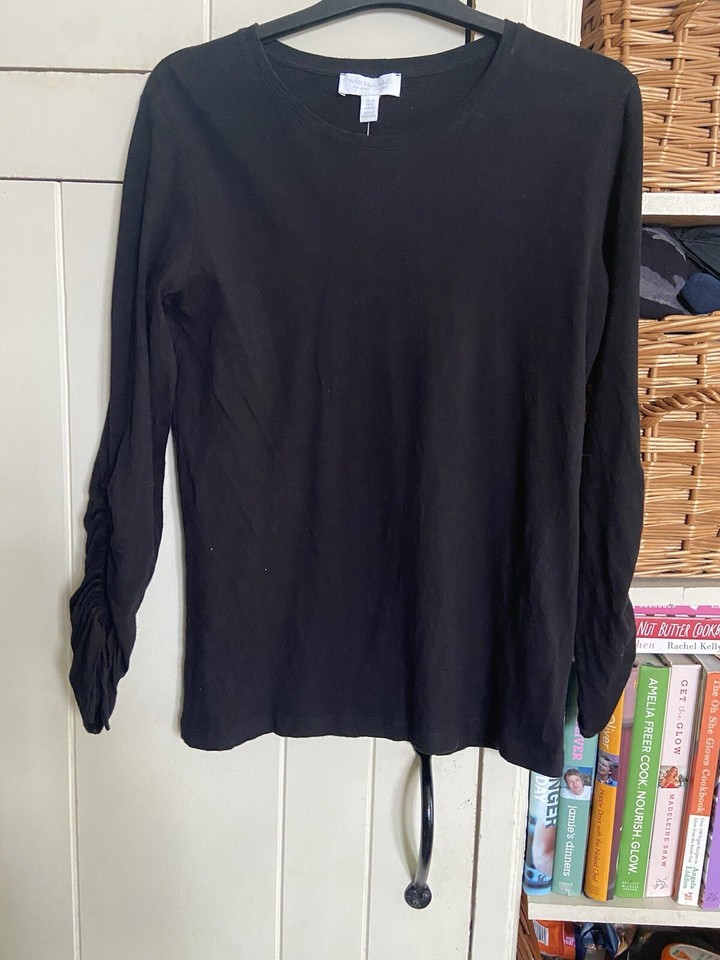 The White Company Organic Cotton Everyday Long Ruched Sleeve T Shirt