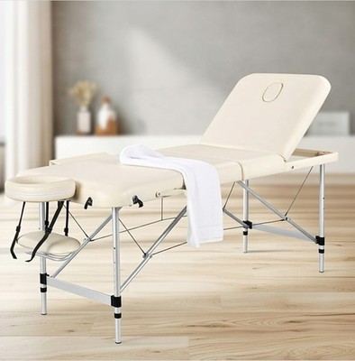 Premium Portable Massageliege  250 kg belastbar Profi Qualität in Creme Beige