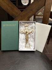Wedding Holy Mass Crucifix - White Epoxy/Gold Wedding Wall Cross 8"H