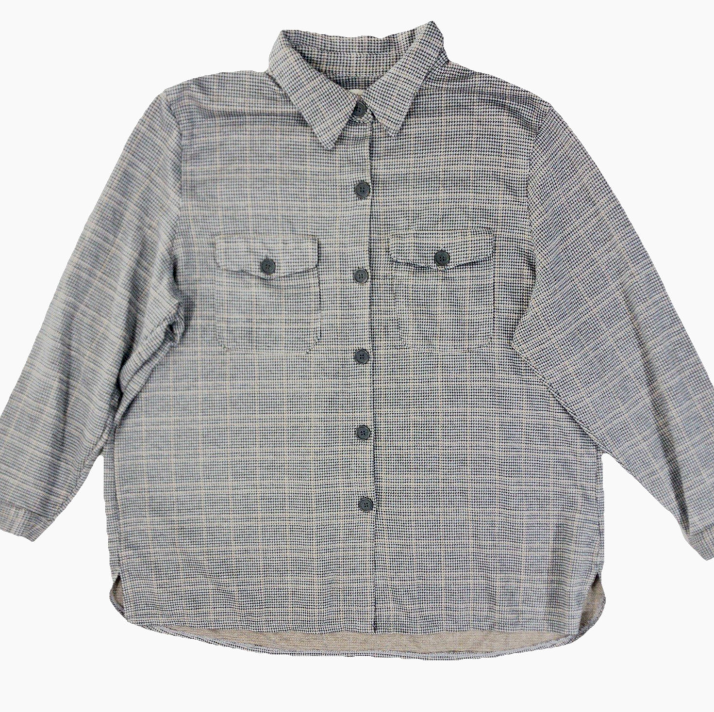 Max Studio Houndstooth Plaid Button Up Overshirt … - image 2