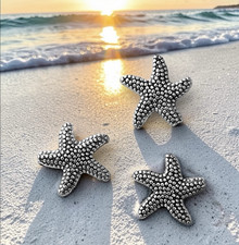 Antiqued Silver Starfish Spacer Beads 20pc 14x13mm Beach Oceana Jewelry Findings