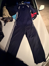 adidas Men's 2-Piece Blue/White Striped Tracksuit Set T-Shirt Pants S