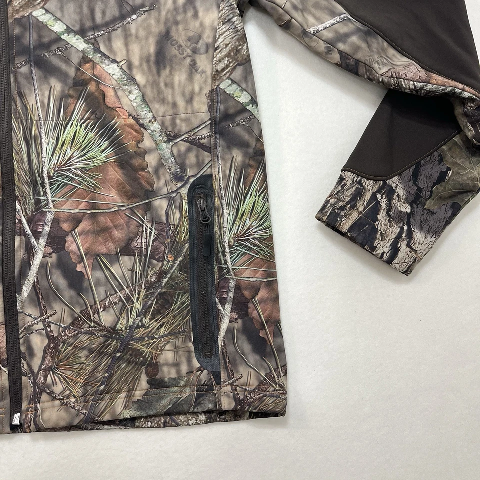 Mens Med Gamehide Camo Fleece Hunting Jacket Zip Up Mossy Oak Camouflage No Hood - Image 2 of 4
