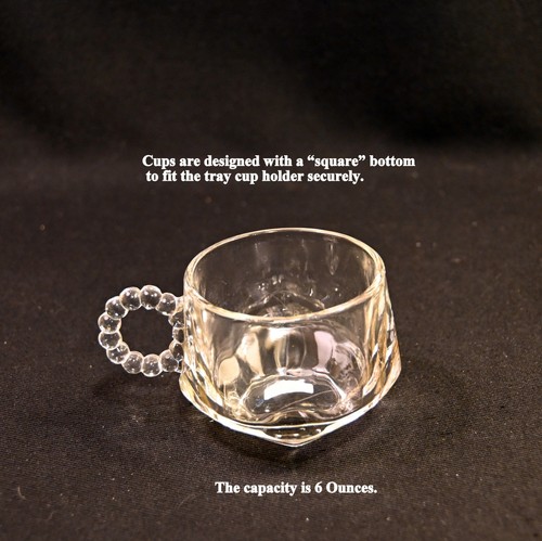 Set of 4 Party Snack Tray wCup Sip Snack & Smoke Clear Crystal Glass Hazel Atlas - Picture 19 of 24