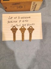Lot of 3 Original Schlage 6pin F Control Key Blanks New Old Stock Satin Nickel