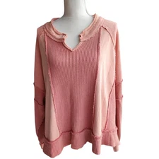 Pol Pink Boho Style Vneck Oversized Sweater Nwt Size Large