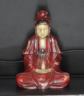 Antique Chinese carved soapstone Guanyin buddha 18th century Qing Dynasty RARE
