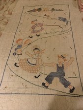 Vintage Antique Embroidered Baby Crib Quilt - Vintage  Rare 