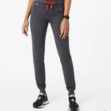FIGS Technical Collection Zamora Women  s Charcoal Jogger Scrub Pants, Petite Med