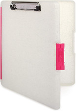 Slimcase 2 Plastic Clipboard with Storage and Side Opening, Natural Glitter Pink