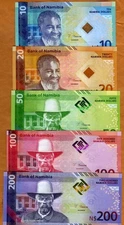 SET, Namibia, $10-20-50-100-200, 2025 P-20-21-22-23-24 UNC New Design, features