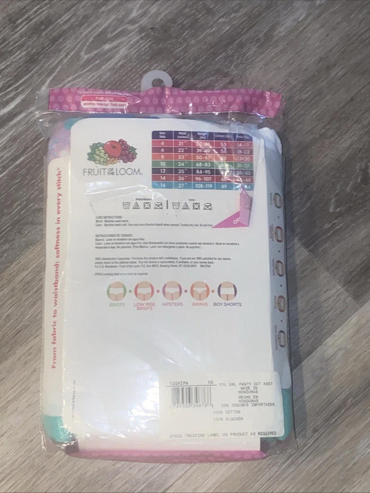 Bragas Hipster de Algodón Surtido Ropa Interior Fruit of the Loom, Paquete de 12 Tallas 10 Foto 4 de 4