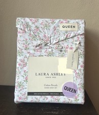Laura Ashley Queen Sheet Set Cotton Percale New Floral Spring Summer