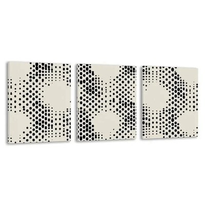 3pcs Black & White Dot Digital Illustration Wall Art Canvas Framed 50x70cm