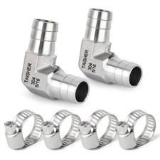 2 PCS 304 SS 90 Degree Elbow Hose Barb Fittings 5/16 Inch Adapter Clamp