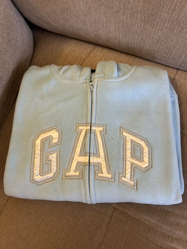 New Gap Girl Fleece Zippered Hoodie in Color Light Blue, Size XXL (14-16).