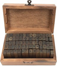 Alphabet Stamps Set,Vintage Wooden Alphabet  number and Symbol 70pcs 