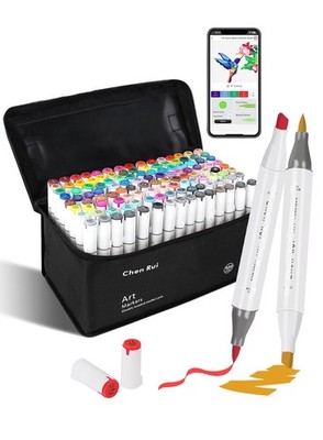 120 Alcohol Brush Marker with Free App, Chen Rui Dual Tips Art Markers for Ad...