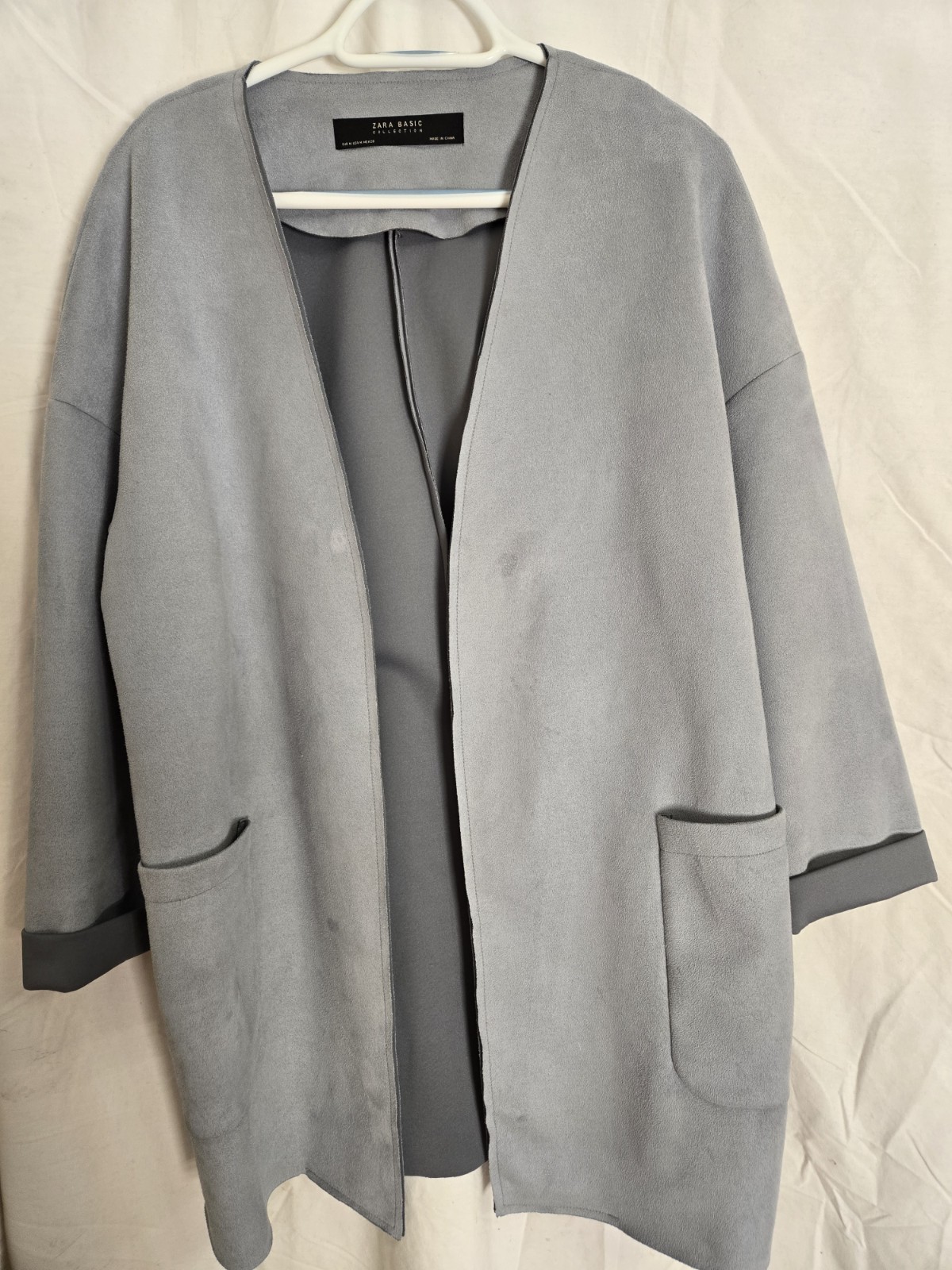 Zara Basic Collection Grey Blazer Suede Feel  Siz… - image 3