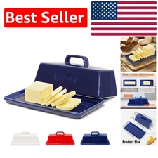 Versatile Covered Butter Keeper Container with Handle, Dishwasher Safe Design