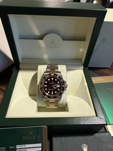 Rolex GMT-Master II Ceramic 116713LN  Two Tone Yellow Gold Steel Box Papers