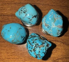 Button Covers Chunky Turquoise, Vintage Set Of Four, Blue