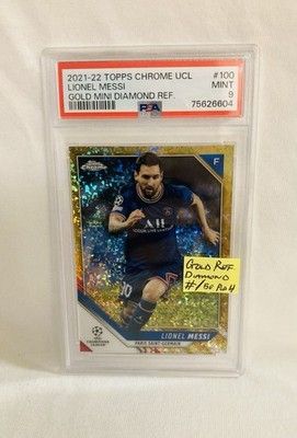 Lionel Messi 2021 Topps Chrome #100 Gold Diamond Refractor #/50 PSA 9 Argentina