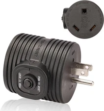 RVGUARD Overload Protector RV Power Adapter Plug Circuit 15M/30F, black 
