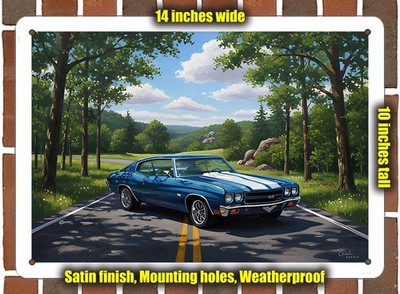 Metal Sign - 1970 Chevelle SS 396 Oil Painting - 14x10