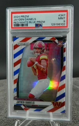 2024 Prizm Jayden Daniels Red/White/Blue #347 Rookie Card PSA 9 MINT Commanders