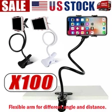 Universal Mobile Phone Gooseneck Stand Holder Flexible Bed Desk Table Clip LOT
