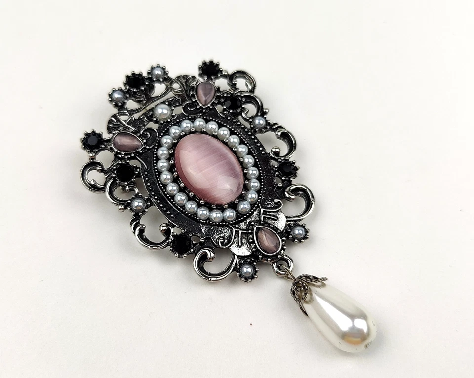 Opal Waterdrop Brooches cameo Retro Style Victorian Lady pendant Pin Brooch - Image 2 of 4