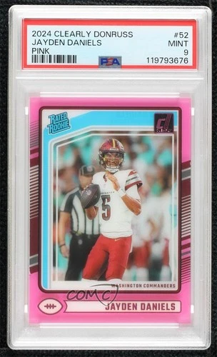 2024 Panini Clearly Donruss Rated Rookie Pink Jayden Daniels #52 PSA 9 MINT 12d4