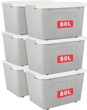Cetomo 15L*6 Plastic Storage Box,White, Tote box,Organizing Container with