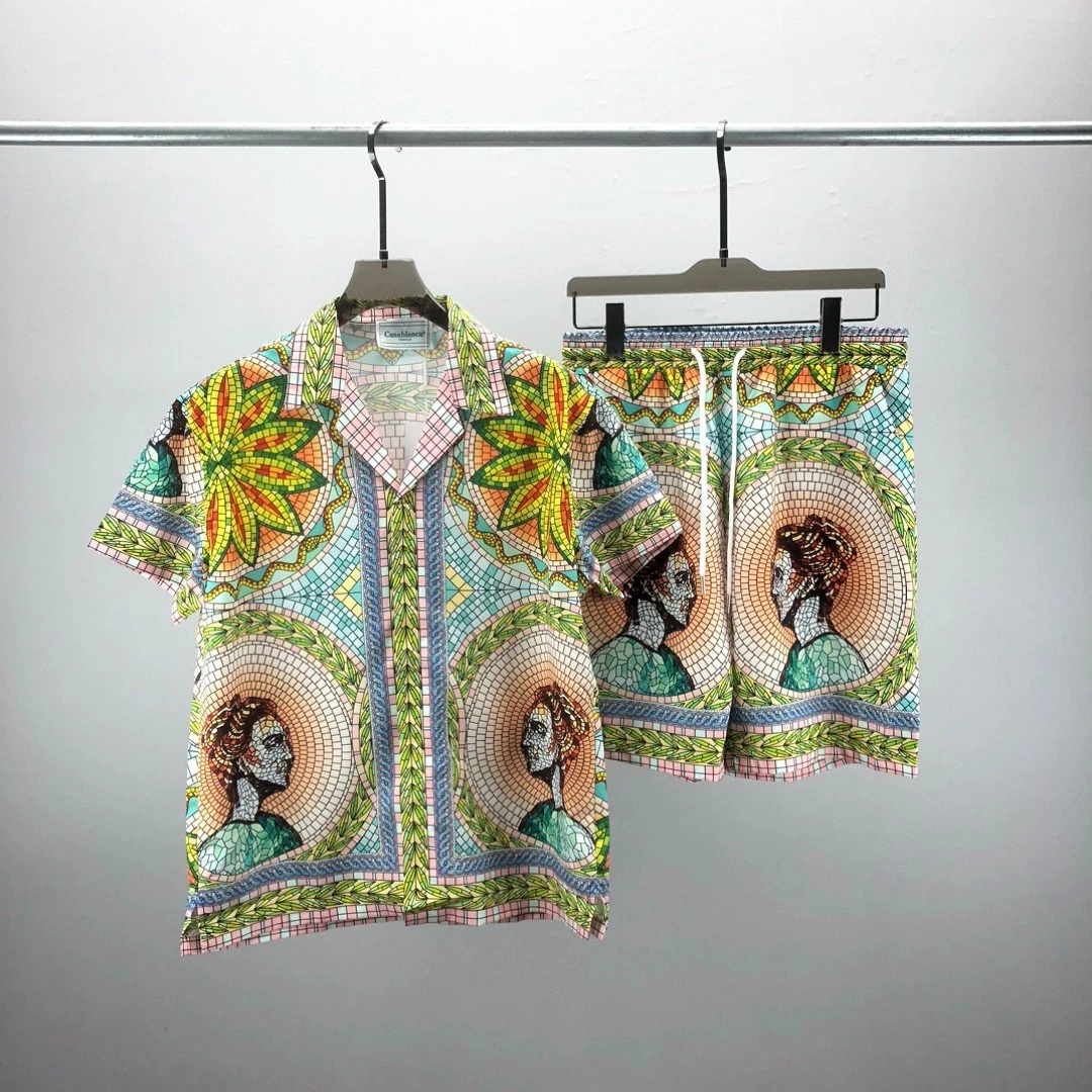 Casablanca high-end vacation shirt shorts, Hawaii beach vacation set