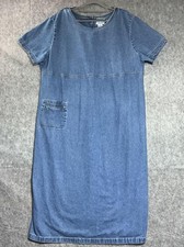 Carolina Blues Dress Womens Plus 2X Blue Denim Short Sleeve Pockets Maxi Teacher