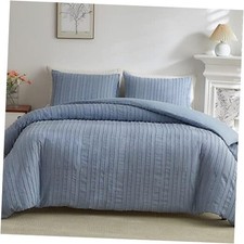 Tufted Duvet Cover Set Size, Striped Textured Duvet Cover Boho Queen Blue