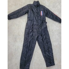 Vtg Quilted Insulated patriotic Snow Suit Racing Stripe Retro Ski Coverall L
