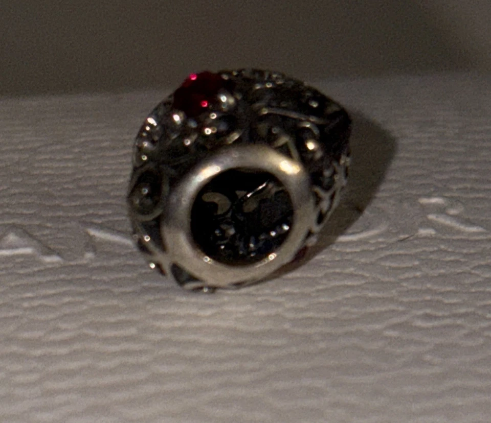 Auténtico Pandora Julio Rubí Piedra de Nacimiento Corazón Calado Circonita cúbica SS #791784SRU Foto 2 de 4