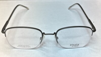 Safilo Elasta E7242 Antique Brown IS4 Semi Rim Metal Eyeglasses Frame 52-20-145