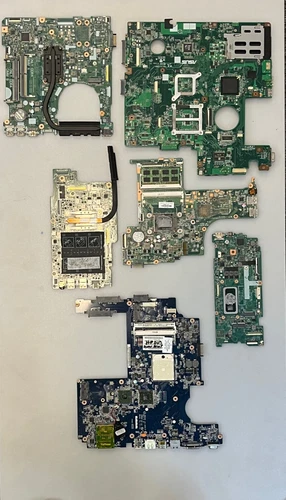 Lot of 6 Green/Blue Laptop Motherboards! (SCRAP/REPAIR/ART)