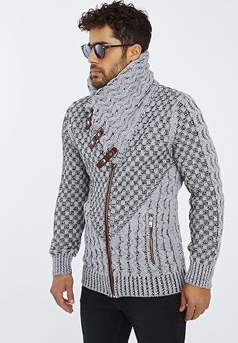 Leif Nelson Herren Strickjacke mit Reißverschluss, Regular Fit, Schwarz/Grau, XL - Bild 4 von 4