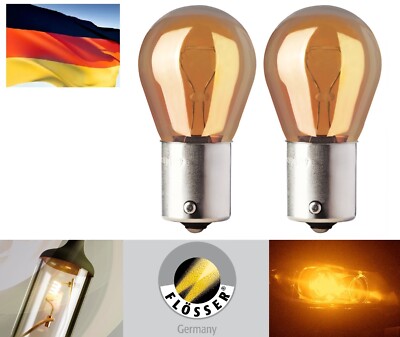 Flosser PY21W SV 21W Amber Orange Two Bulbs Front Turn Signal Light Replacement