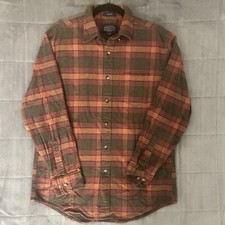 Pendleton Mason Cotton Flannel Button-Down Shirt Mens Sz M Plaid Red Orange Fall