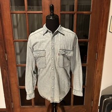 Levi  s Vintage 1994 Light Washed Denim Men's Button Down Long Sleeve Shirt XL