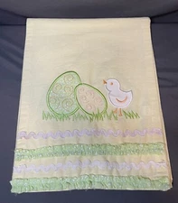 Easter Table Runner Embroidered Chick, Eggs, & Frills- Cotton Yellow
