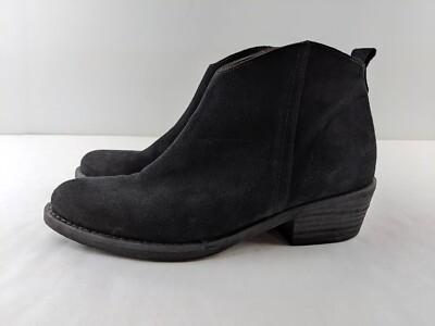 Marroqui Sanchez Women US 8 Black Suede Leather Ankle Boot Bootie Side Zip Heel